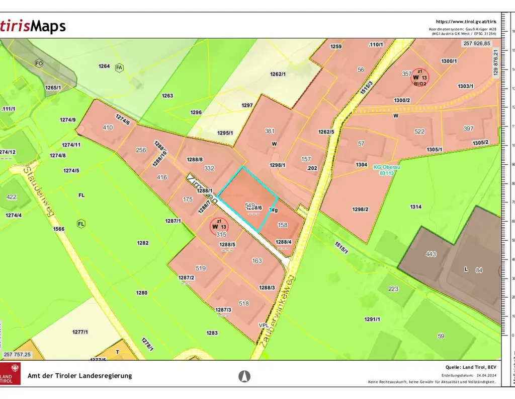 Schön gelegenes Baugrundstück in der Wildschönau - Oberau mit Einreichplan für eine Wohnanlage