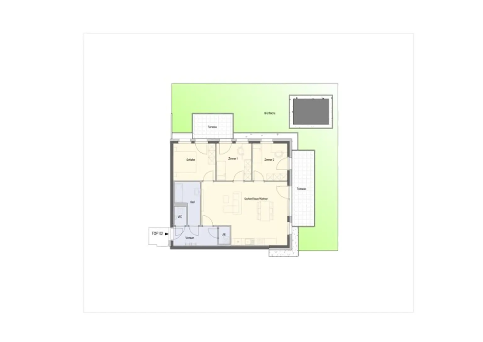 Sonnige, barrierefreie Wohnung mit großem Garten- inkl. Küche- Nähe Bahnhof, KIGA und Volksschule