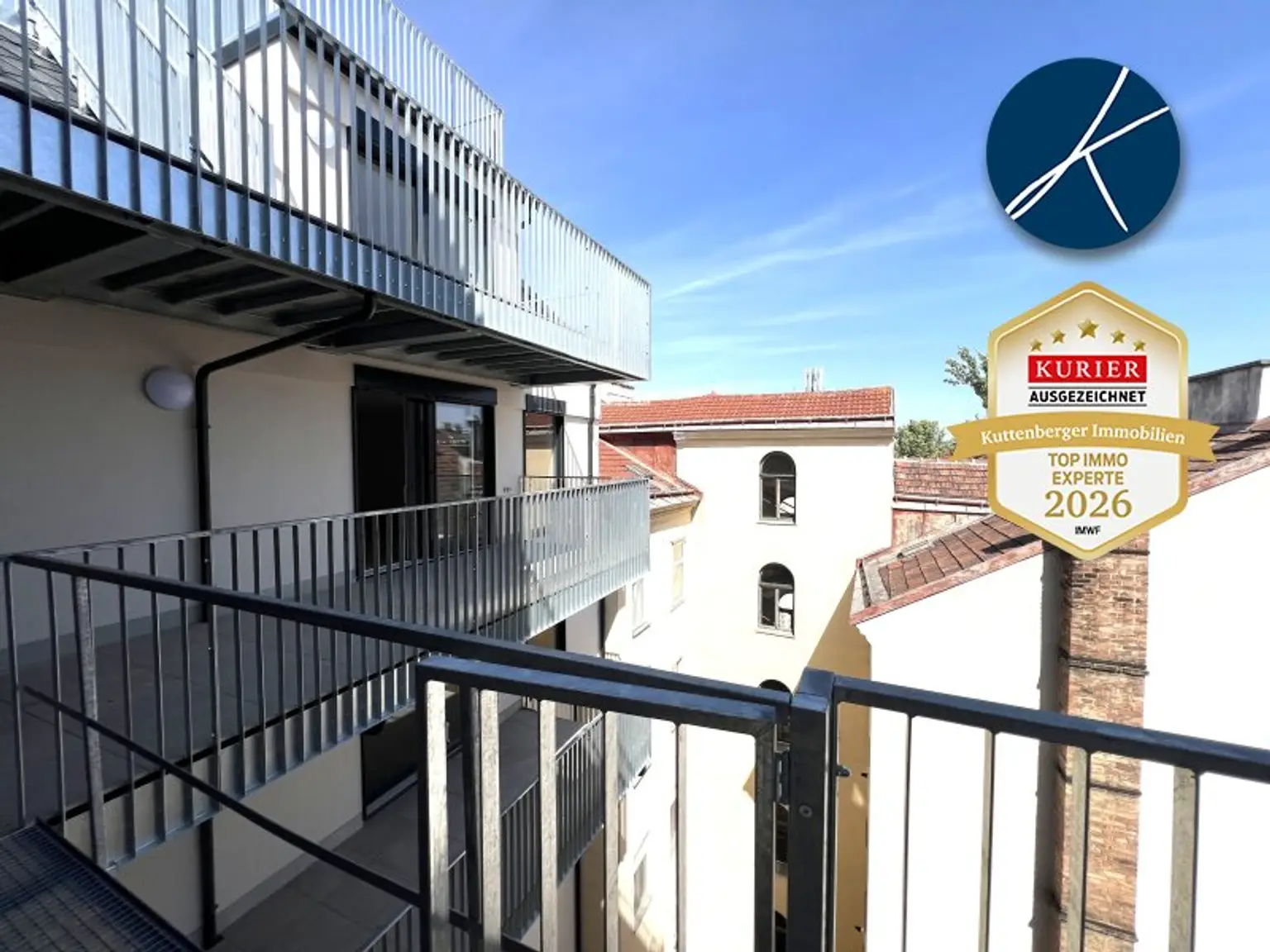 Überdachte Balkone im Innenhof