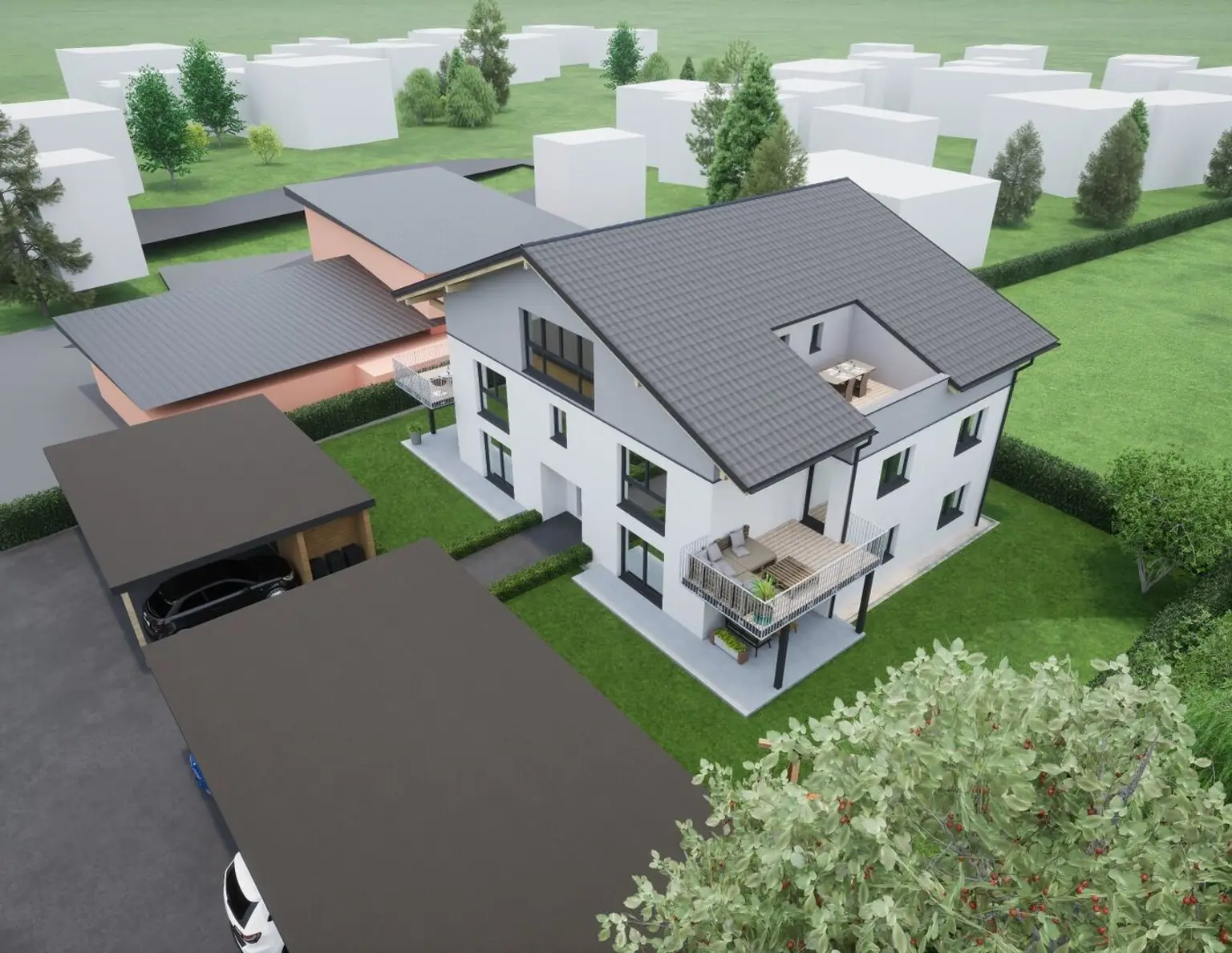 Neubau Ried/Tumeltsham-allein im Dachgeschoss-Lift, 2 Dachterassen,, Doppelcarport, Topausstattung