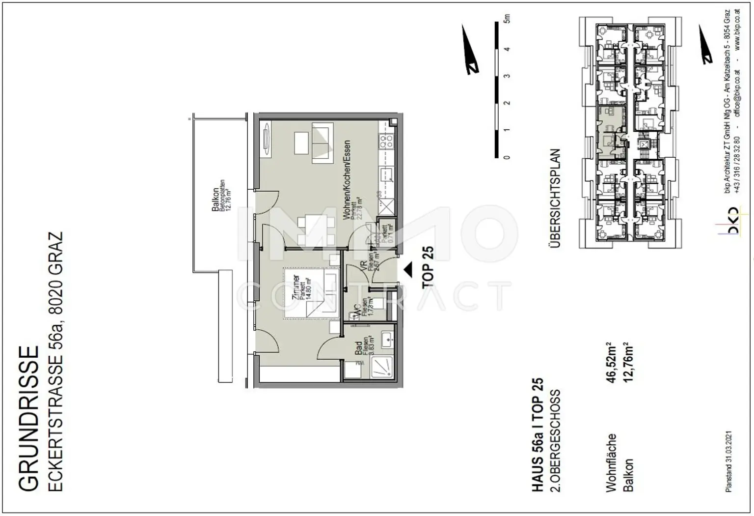 Neuwertige, geförderte 2 Zimmer-Wohnung mit Balkon in Eggenberg -  Eckertstraße 56a - Top 25