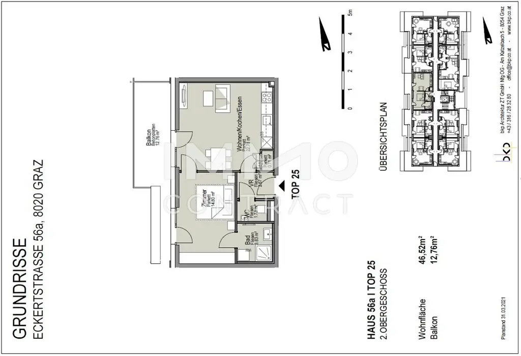 Neuwertige, geförderte 2 Zimmer-Wohnung mit Balkon in Eggenberg -  Eckertstraße 56a - Top 25