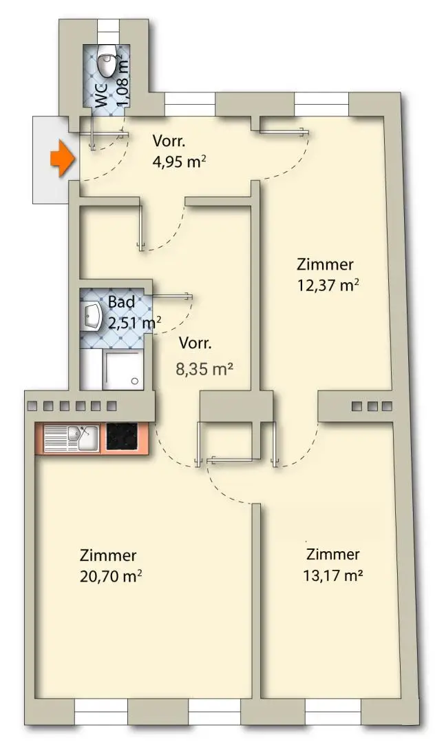 Investieren oder selbst gestalten – 3.Zimmer - 63 m² Altbaujuwel im 16. Bezirk