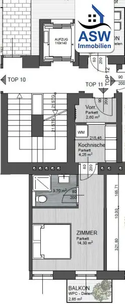 Hochwertig ausgestattete 1- Zimmer Wohnung mit 2 Balkonen