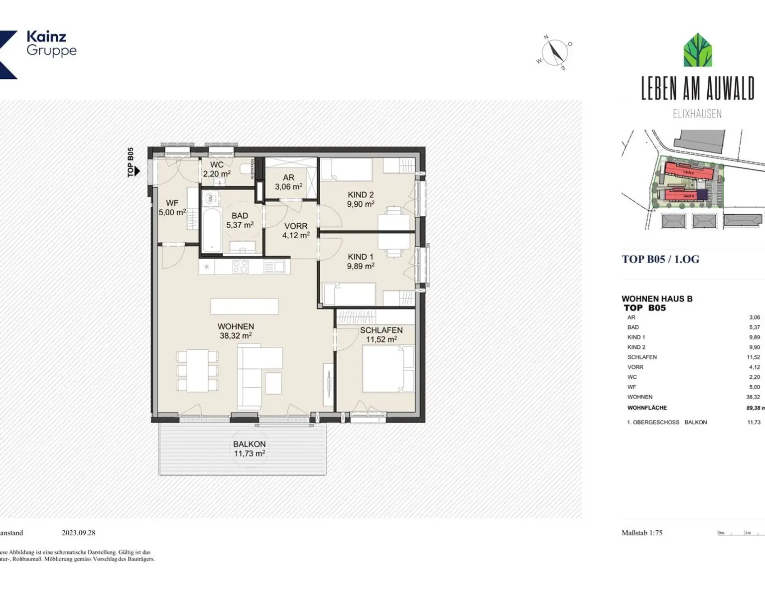 Traumhafte 4-Zimmer-Wohnung mit Balkon und Tiefgaragenplätzen in zentraler Lage von Elixhausen!