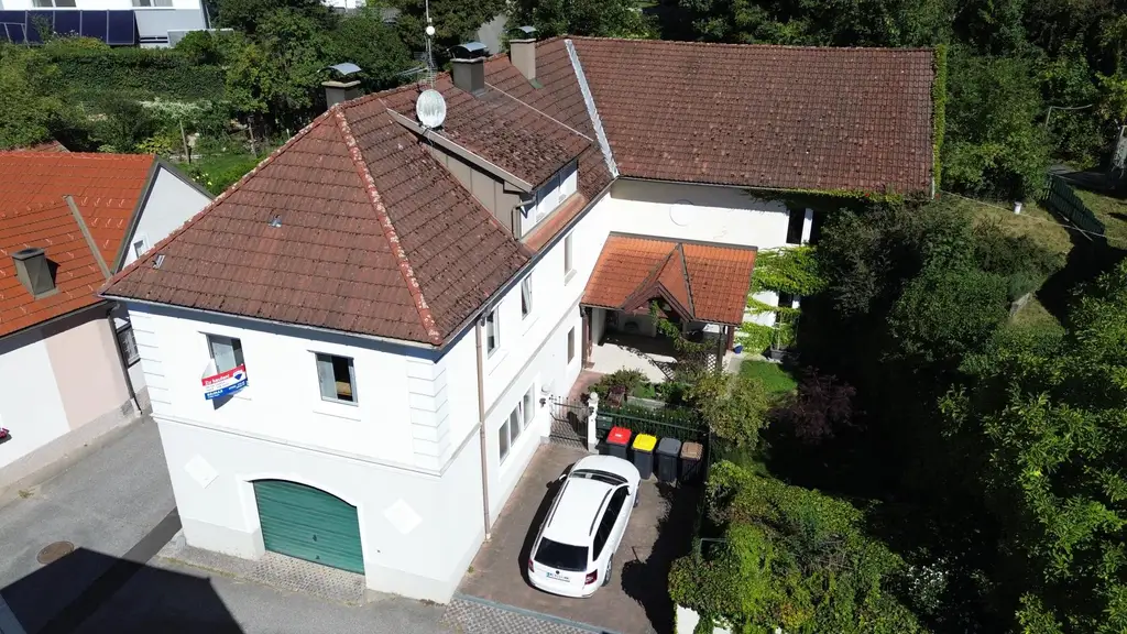 Großzügiges Wohnhaus mit großem Wirtschaftsgebäude und Schlossblick