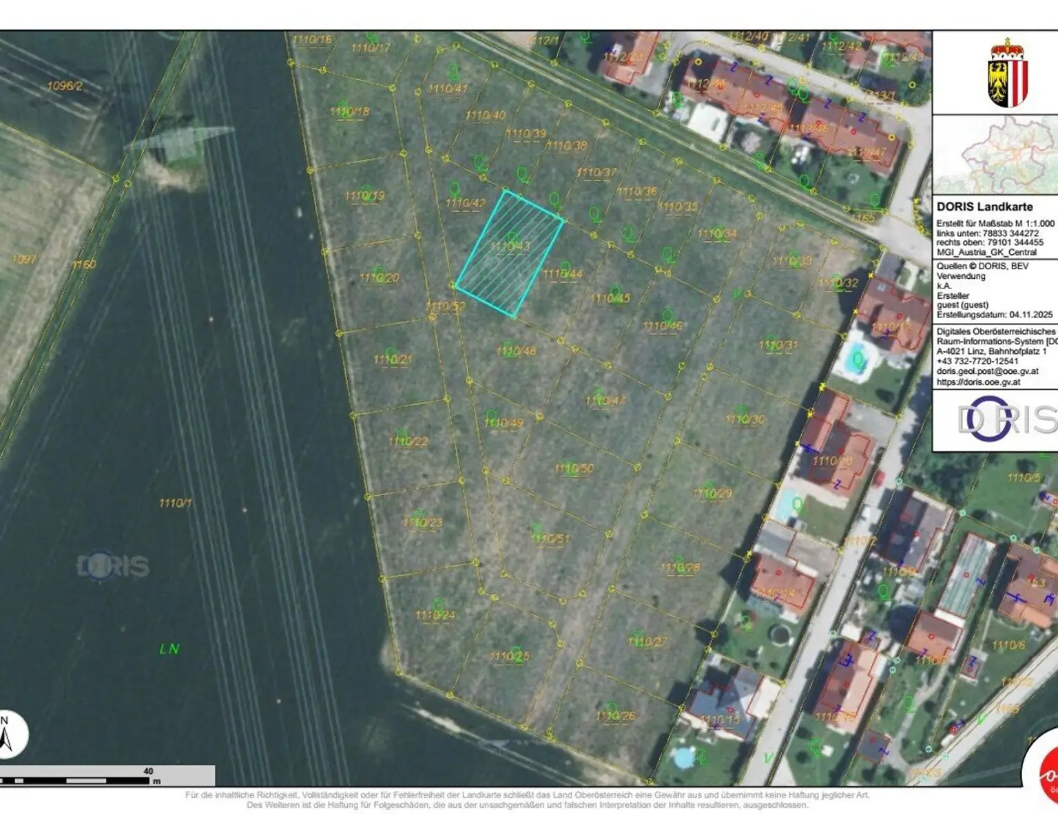 Traumhaftes Baugrundstück Nr. 1110/43 für Doppelhausbebauung - Asten/Raffelstetten