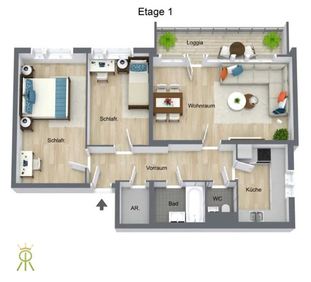 Idyllische Wohnung mit Grünblick und verglaster Loggia