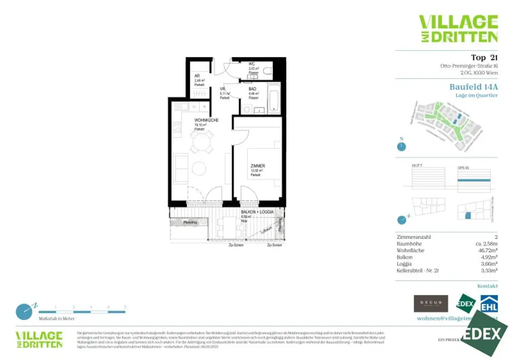 VILLAGE IM DRITTEN | ANLEGER AUFGEPASST | 2-ZIMMER WOHNUNG MIT BALKON