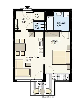 EXKLUSIVE 2 ZIMMER BALKONWOHNUNG