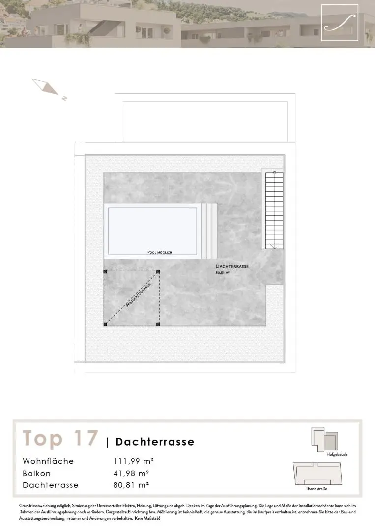 Verkaufsplan Top 17 Dachterrasse