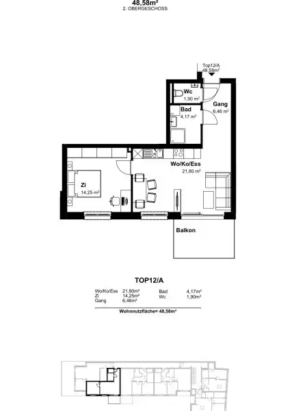 Wohnungsplan Top 12/1