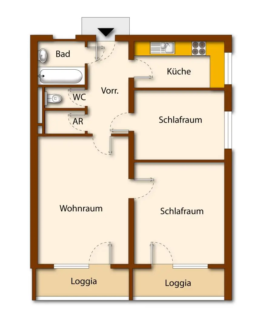 2 Loggien, 3 Zimmer, top Infrastruktur & Zustand