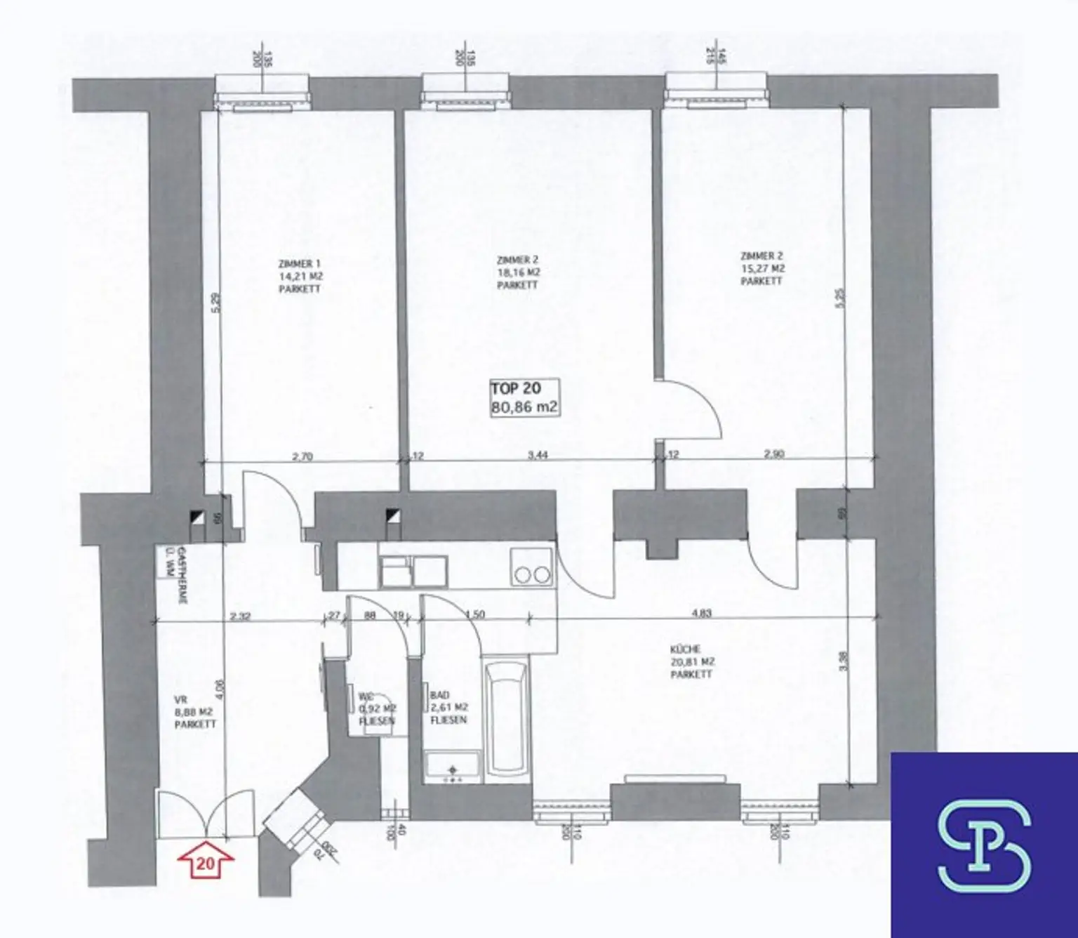 Provisionsfrei: Renovierter 81m² Altbau mit Einbauküche - 1020 Wien