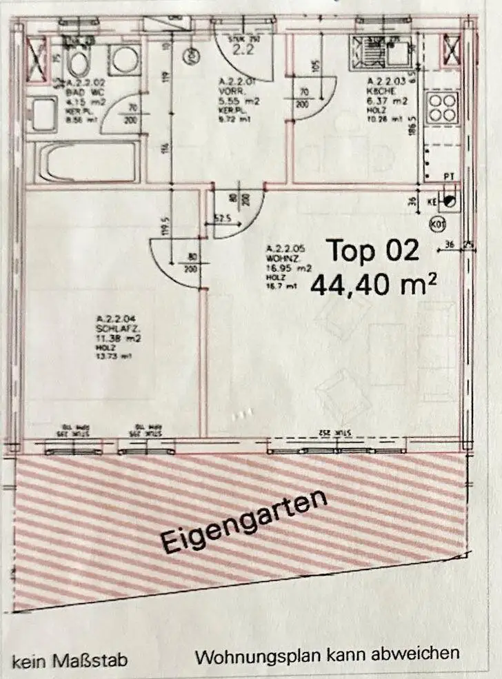LINZ / URFAHR (PLESCHING): Perfekt aufgeteilte WOHNUNG mit ca. 44,4 m² Wohnfläche + Eigengarten ca. 28,7 m²