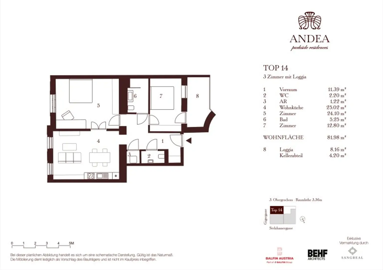 Hochwertiges 3-Zimmer Stadtapartment mit Loggia - ANDEA Parkside Residences
