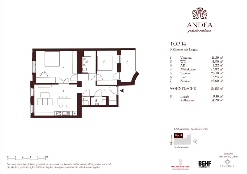 Hochwertiges 3-Zimmer Stadtapartment mit Loggia - ANDEA Parkside Residences