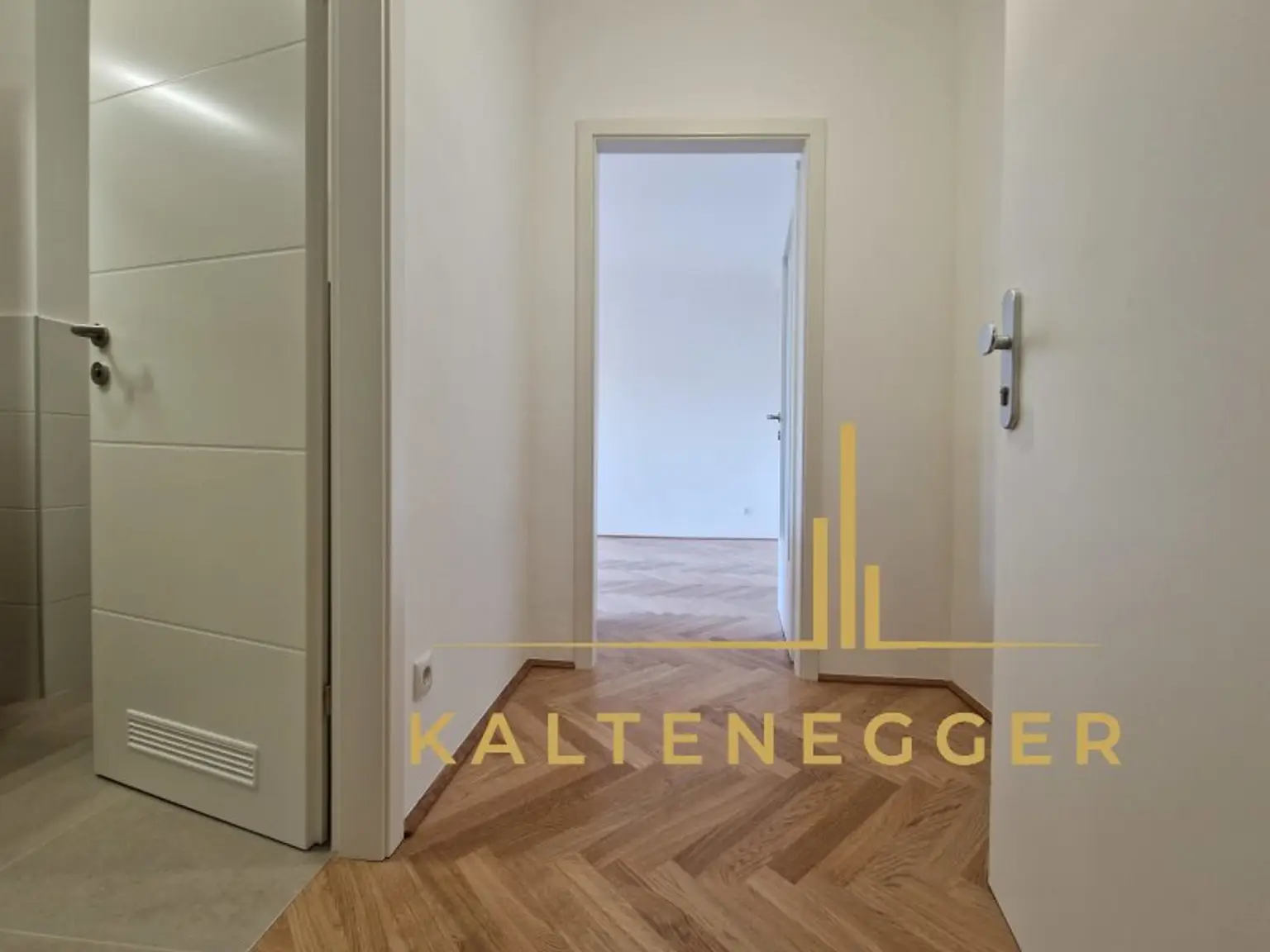 Vorzimmer mit Blick in die Wohnung, links Badezimmer + WC