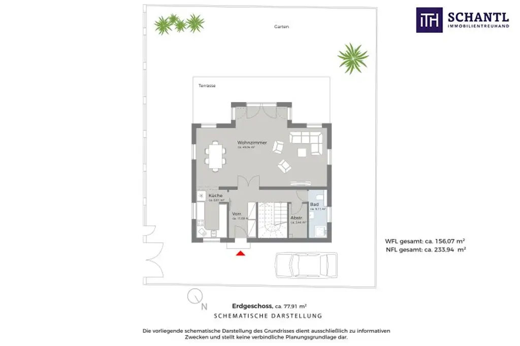 Grundriss Erdgeschoss, schematische Darstellung