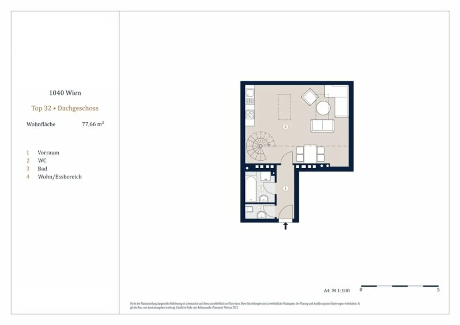 Helle 2-Zimmer-Maisonettewohnung, Nähe Wiedner Hauptstraße