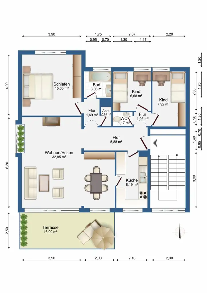 85m² in Mauer – 75m² Privat-Terrasse, 16m² Balkon & Tiefgarage!