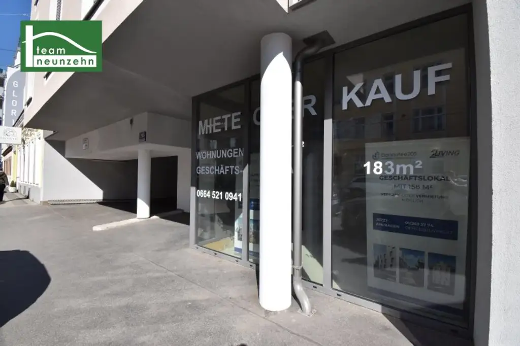 Fenster und Eingang bei der Donaufelder Straße! Vielseitig nutzbare Praxis/Ordination/Gastronomie/Einzelhandel in Toplage nahe Kagraner Platz. - WOHNTRAUM