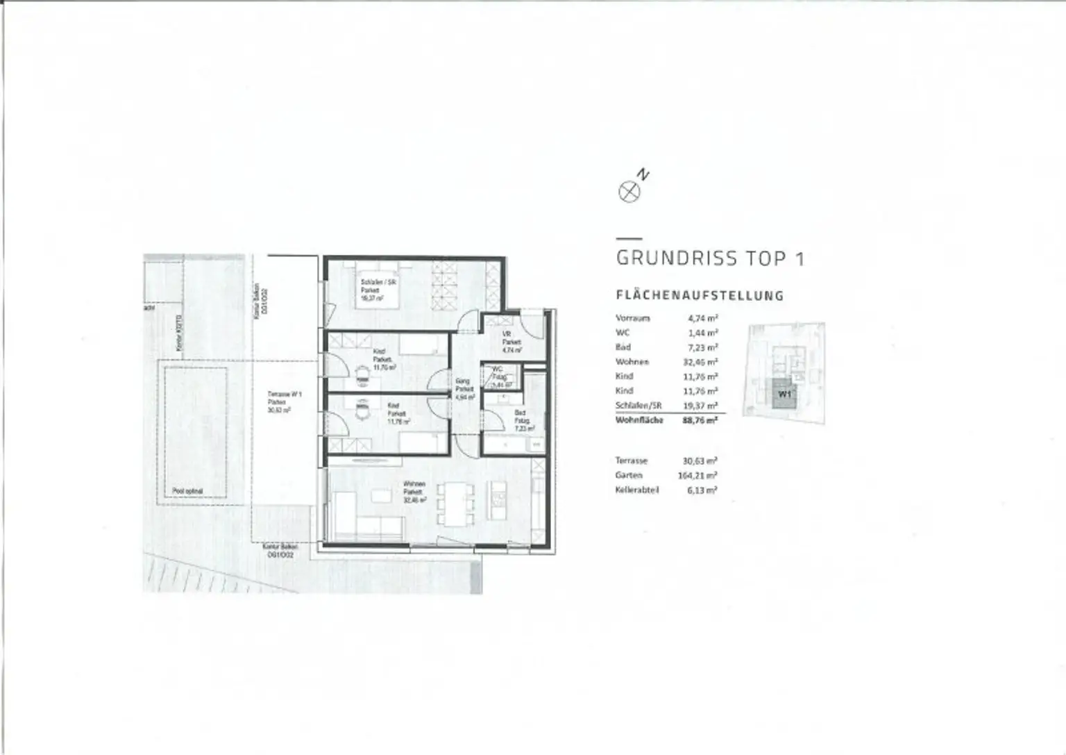 Plan - 4 Zimmer Gartenwohnung mit großer Terrasse am Fuße des Gaisbergs Kauf Parsch Salzburg