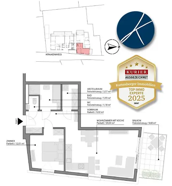 Erstklassige Balkonwohnung mit Blick in´s Grüne (Top 7) - Neubauprojekt am Kremser Steindl