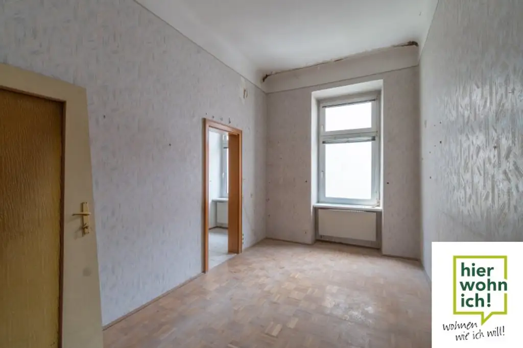 Sanierungsbedürftig helle 2 Zi Altbauwohnung im Karmeliterviertel
