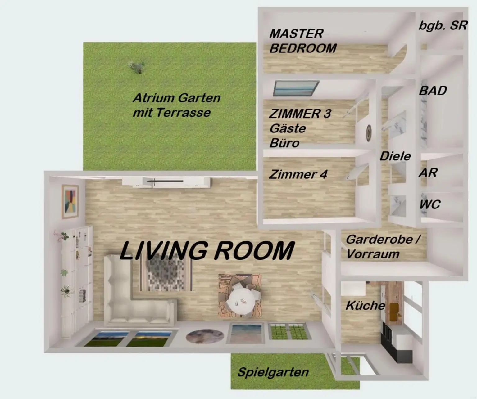 Best  Lage St.Peter:  Barrierefreie großzügige Erdgeschoss  Wohnung 129m² Wohnfläche + Atrium Garten + 2 Terrassen 65m²