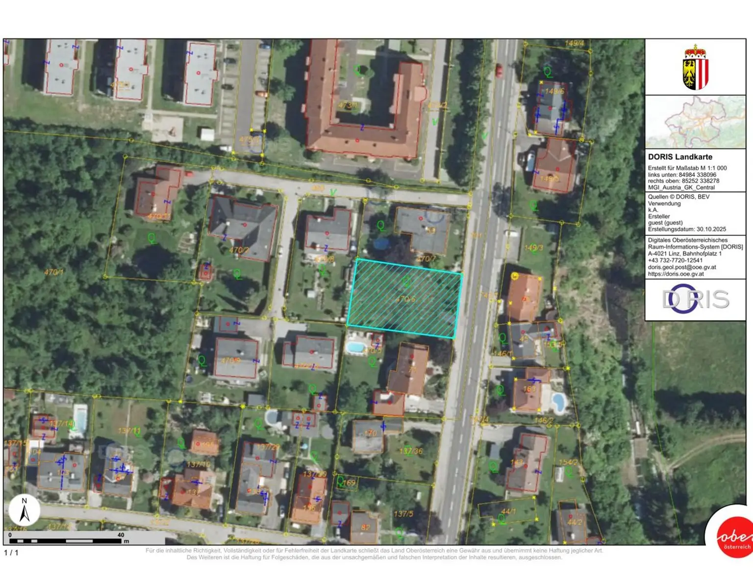 Ebenes, nahezu rechteckiges und damit leicht zu bebauendes Grundstück zwischen Enns und Kronstorf