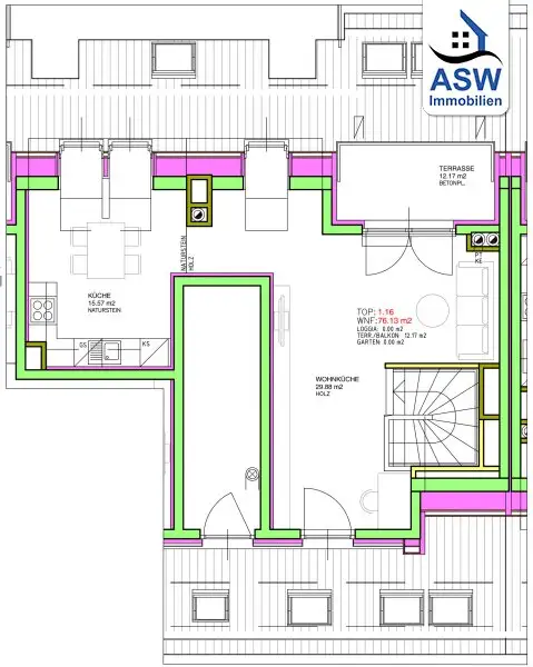 Schöne 2-Zimmer-Maisonettewohnung mit großzügiger Dachterrasse