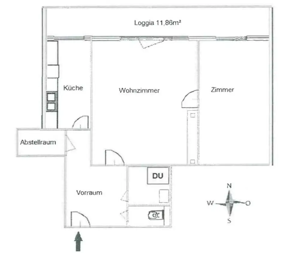 Sanierungsbedürftige 2-Zimmer Wohnung mit Loggia und idealer Verkehrsanbindung - Nähe U6 Dresdner Straße!