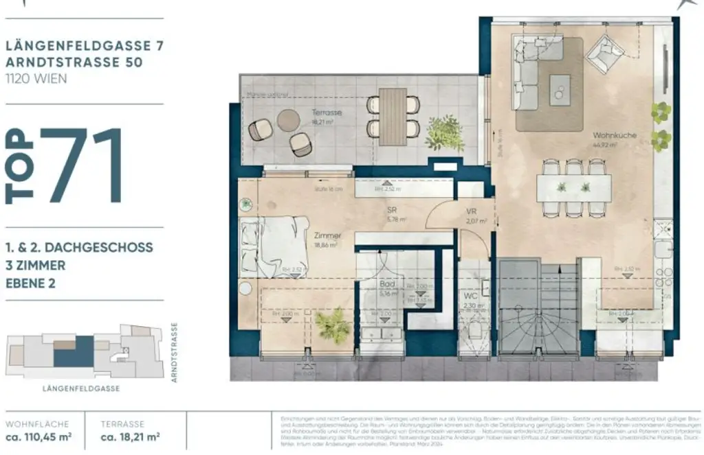 Modern wohnen in Meidling! DG-3-Zimmer-Erstbezug mit Sonnenterrasse - Top71
