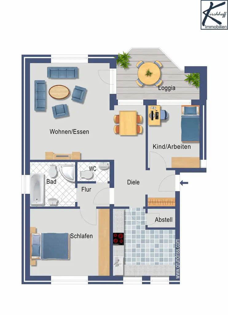 Grundriss EG-Wohnung links