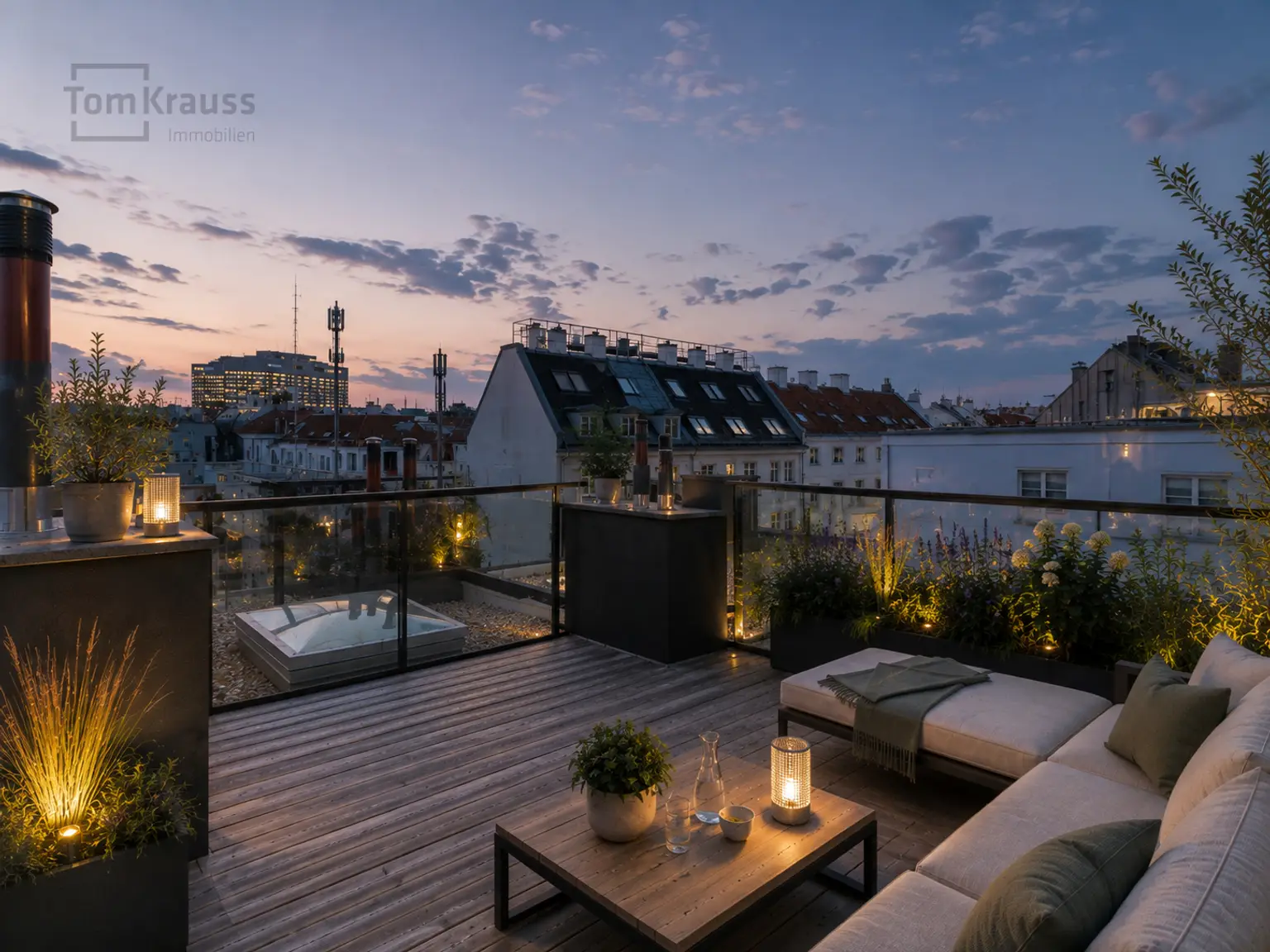 Dachterrasse KI möbliert