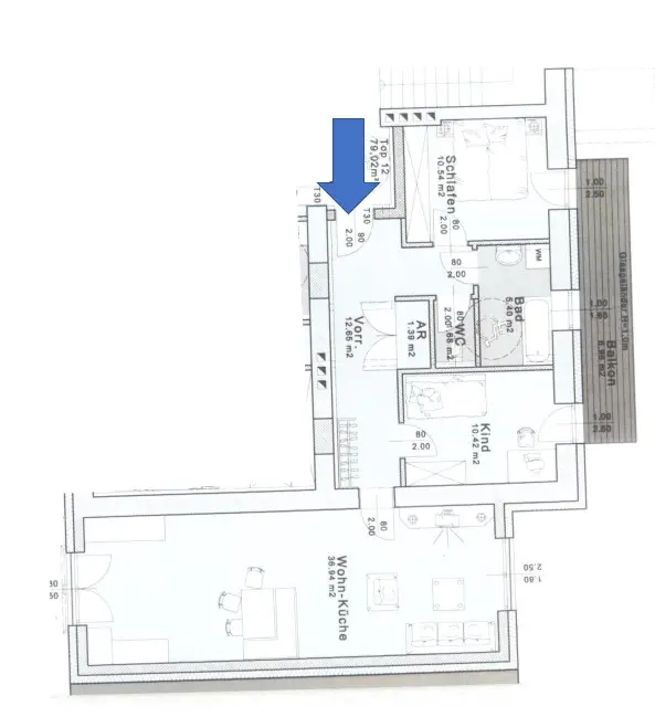 Tolle 3-Zimmer Balkonwohnung in der  Drouotstraße 4 - Top 12 - ideal für "WGs"