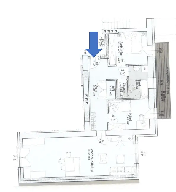 Tolle 3-Zimmer Balkonwohnung in der  Drouotstraße 4 - Top 12 - ideal für "WGs"