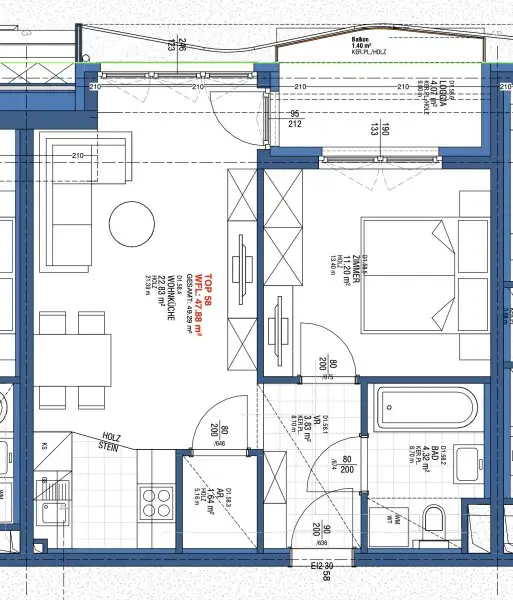 U3 Kendlerstraße: helle ruhige klimatisierte 2-Zimmer-Dachgeschosswohnung mit Loggia/Balkon