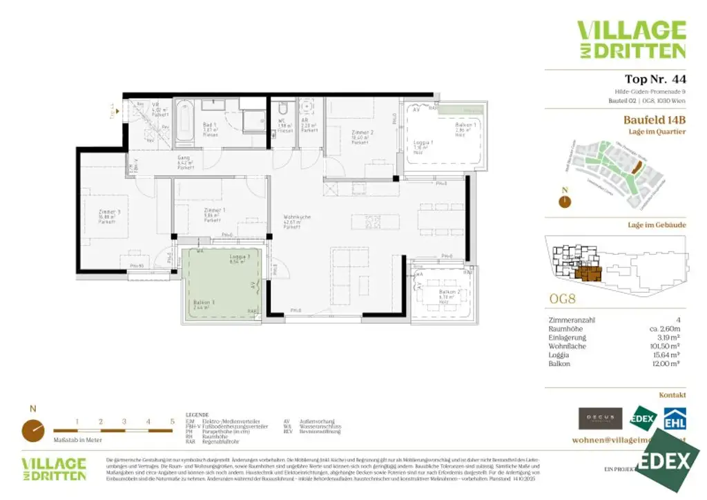 VILLAGE IM DRITTEN | BAUFELD 14B | 4-ZIMMER WOHNUNG MIT 3 FREIFLÄCHEN