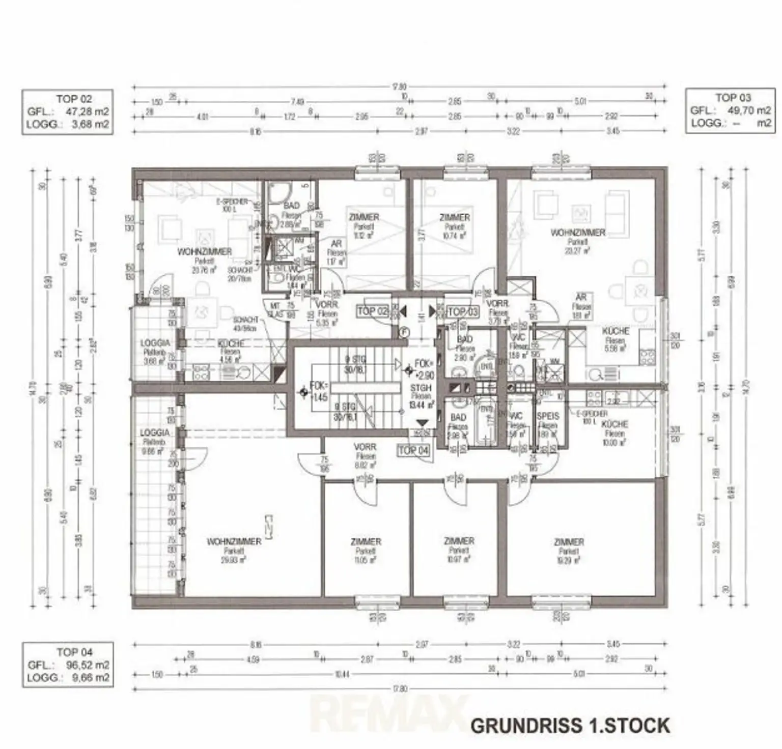 Grundriss Wohnhaus - 1. Stock