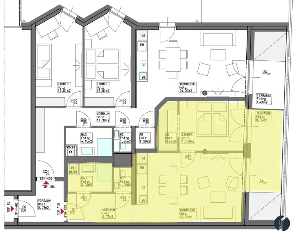Wohnungsplan Top 30 B