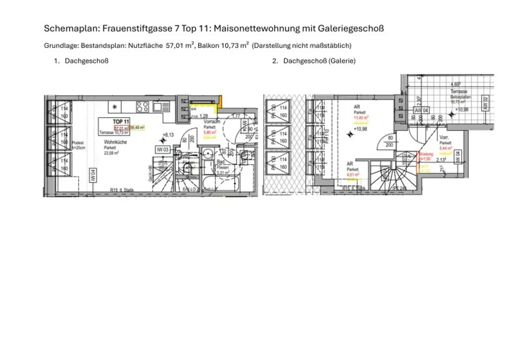 2 Zimmer Dachgeschoss Wohnung mit Home-Office Bereich und Terrasse sowie Klimaanlage - Erstbezug - Unbefristet