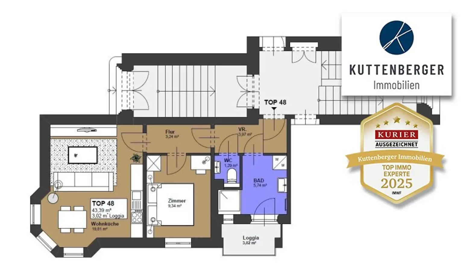 2-Zimmer-Mietwohnung mit Balkon in zentraler Wohnlage