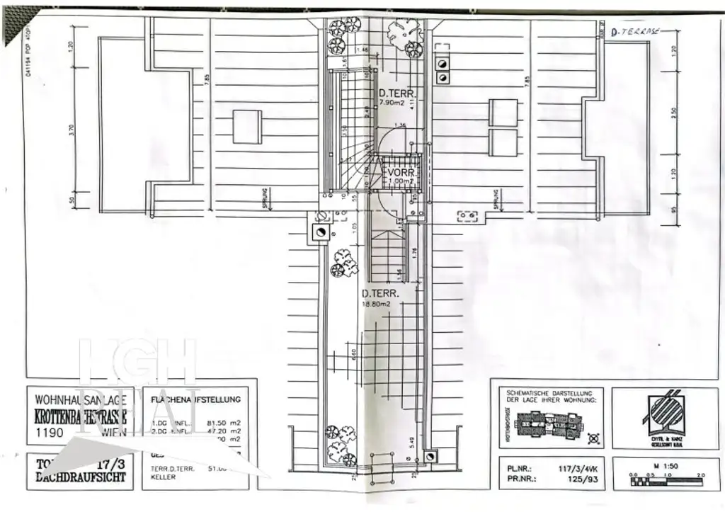 1190 Wien Döbling Lichtdurchflutete 5-Zimmer Dachgeschoß-Maisonette mit Panoramaterrassen und zwei Garagenplätzen