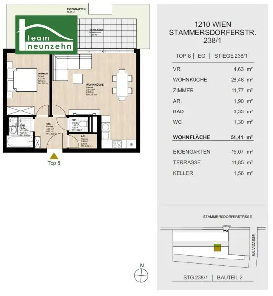Moderne 2-Zimmer Wohnung inkl. Einbauküche, Terrasse und Garten - ab sofort beziehbar!