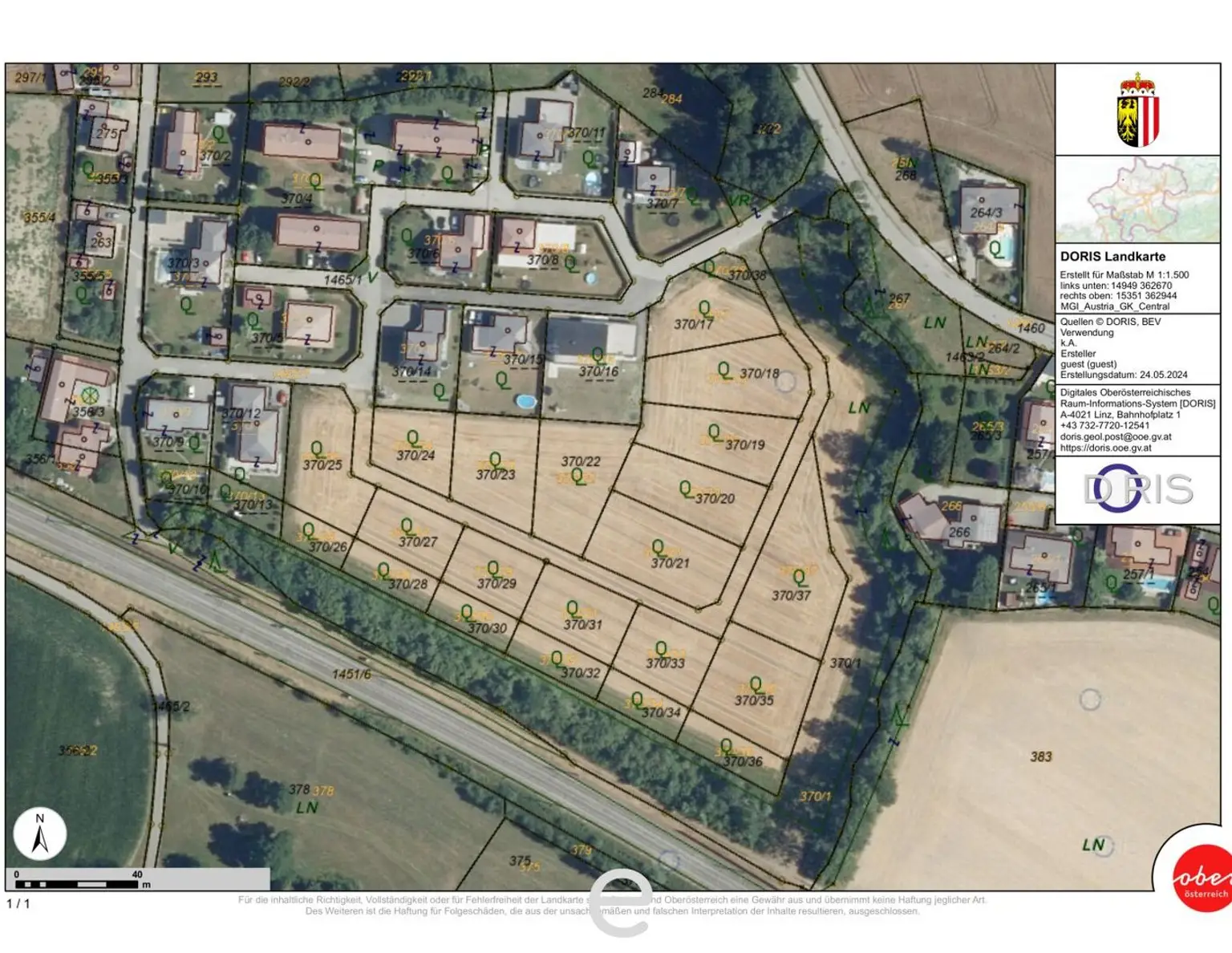 Baugrundstück 370/19 mit 924m² in Taufkirchen an der Pram