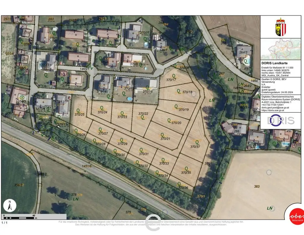 Baugrundstück 370/19 mit 924m² in Taufkirchen an der Pram