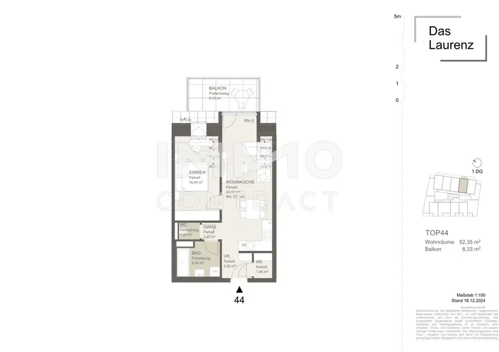 ERSTBEZUG Top Wohnung U3 2 Zimmer + Balkon - 1 bedroom apartment + balcony U3 = DAS LAURENZ=