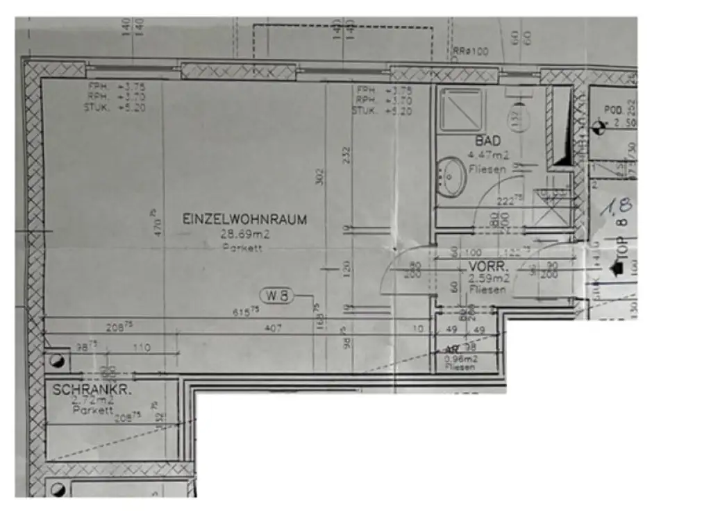 NEILREICHGASSE, sonnige 40 m2 Neubau, Einzelwohnraum, Komplettküche, Duschbad, Parketten, 1. Liftstock